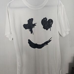 White T-Shirt with Black Smiley Face Design